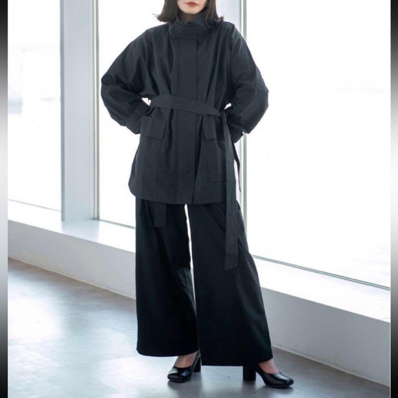 Uniqlo C Stand Collar trench cotton nylon black size XS rain minimal the row - Picture 6 of 17